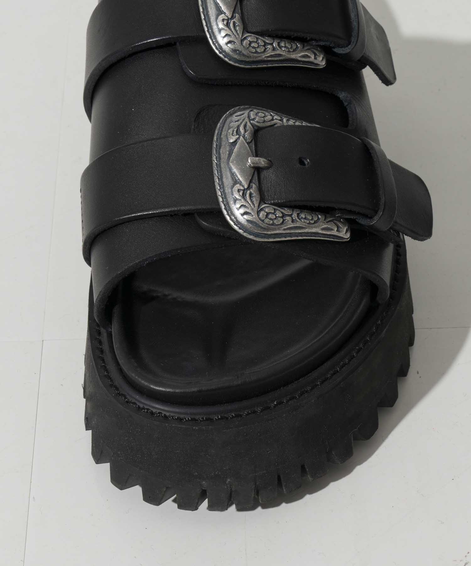 【SPECIAL SHOES FACTORY COLLABORATION】Italian Vibram Sole Double Monk Buckle Sandal Made In TOKYO