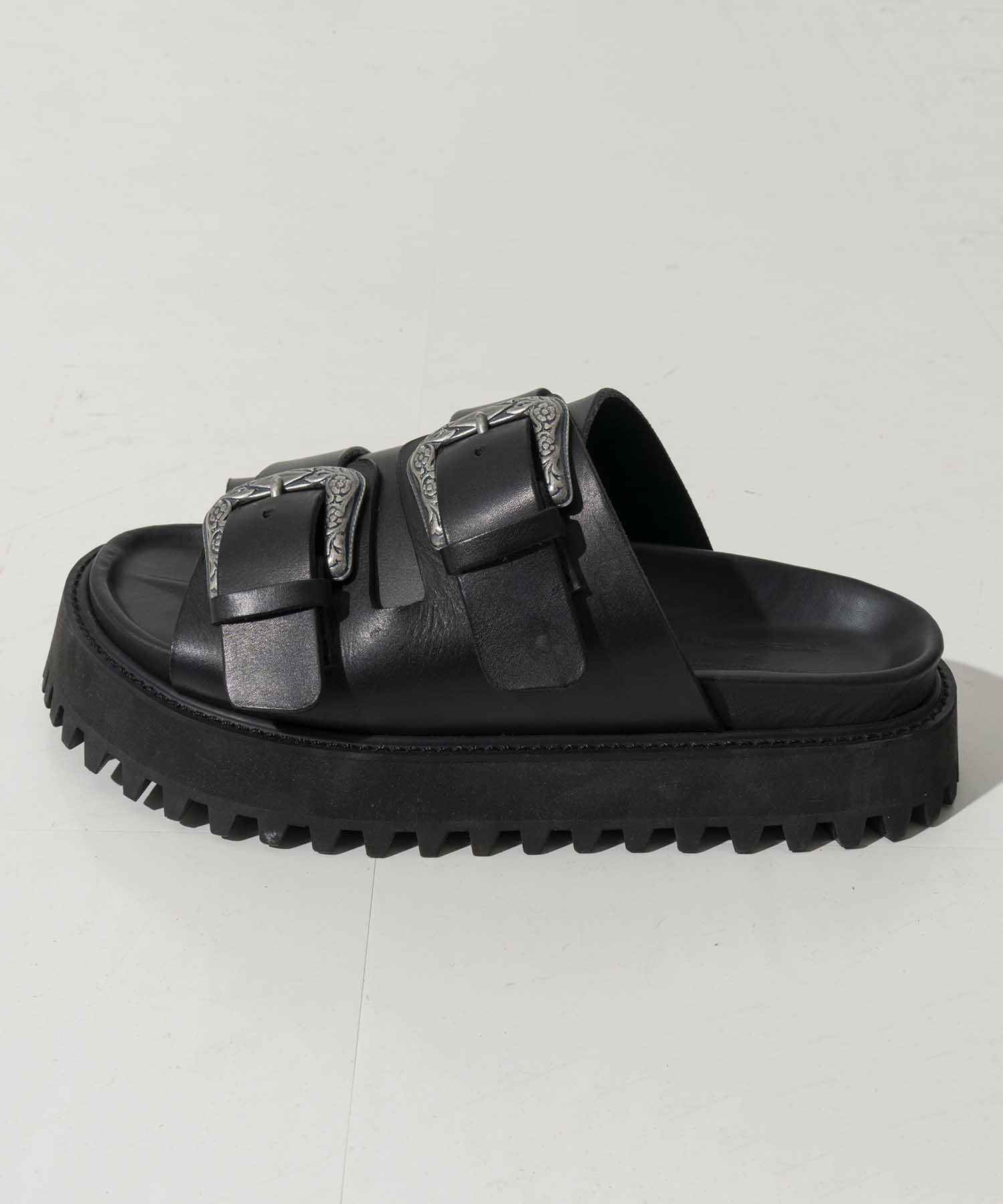 【SPECIAL SHOES FACTORY COLLABORATION】Italian Vibram Sole Double Monk Buckle Sandal Made In TOKYO